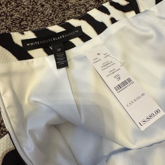 White House Black Market Zebra Print Women's Skirt zipper size 2P, NWTS - Picture 11 of 13